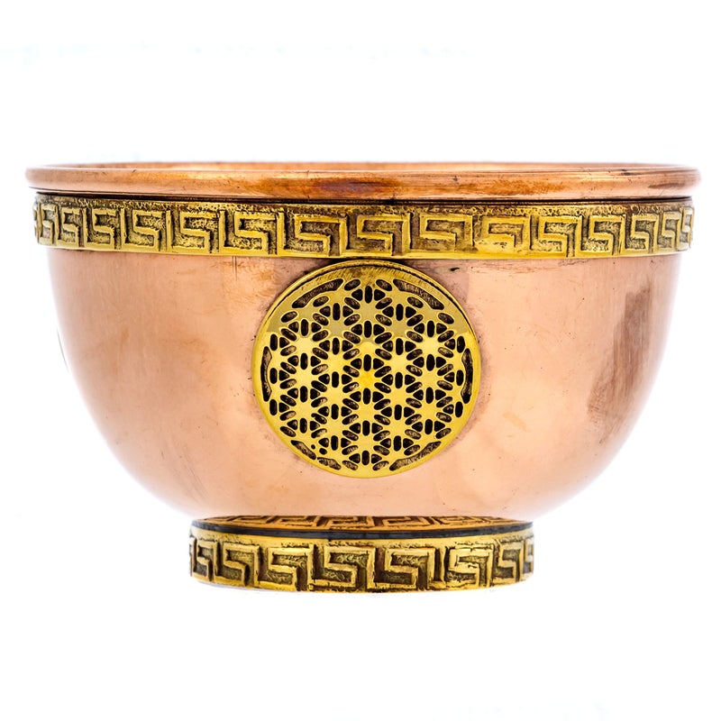 Alternative Imagination Flower of Life Copper Bowl - Offering Bowl for Ritual Use, Altar Table, Incense Holder, Home Decor - 3 Inches Wide - Image 4